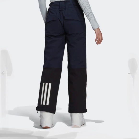 NWT Adidas TWO-LAYER INSULATED STRETCH Skiing Snow PANTS size M in blue/black - Picture 2 of 5